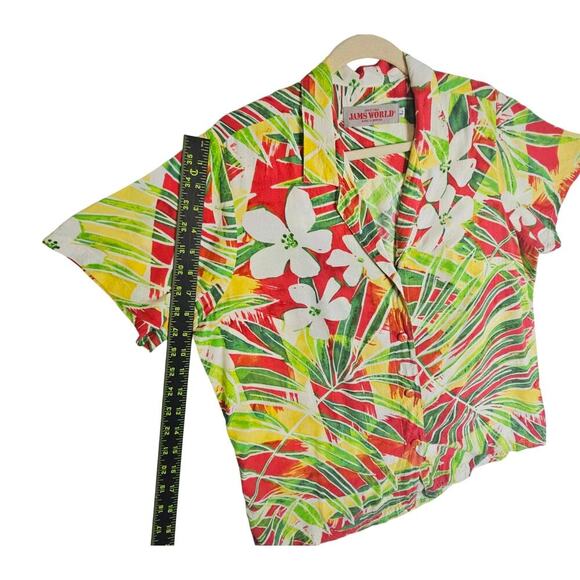 Jams World L Kaimana Red Rayon Buttondown Blouse. Made in Hawaii. Tropical Rare - Picture 6 of 16